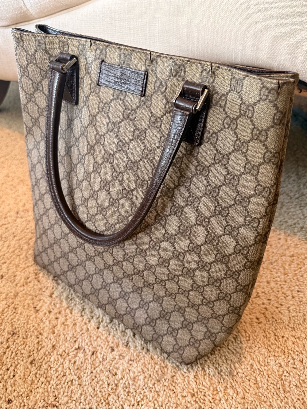 Vintage Luxury Brown Gucci GG Supreme Tote Bag